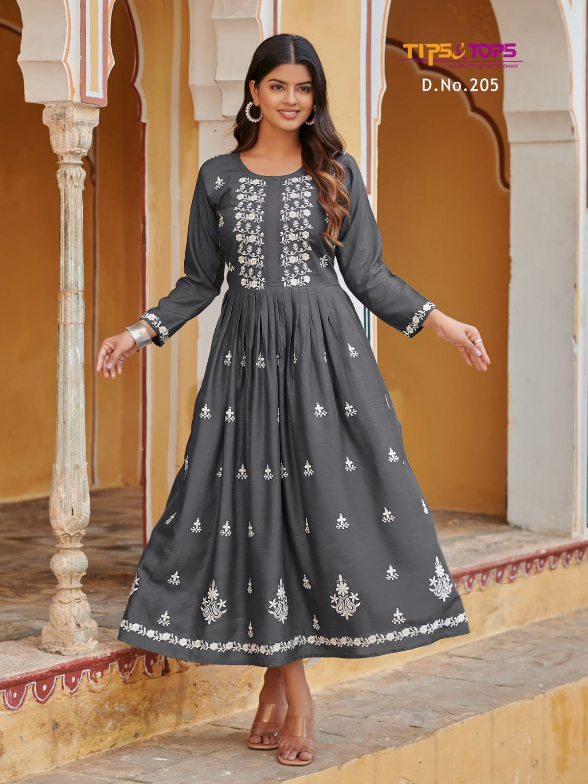 Tips And Tops Lakhnavi Vol 2 Rayon Thread Embroidery Kurtis Catalog
